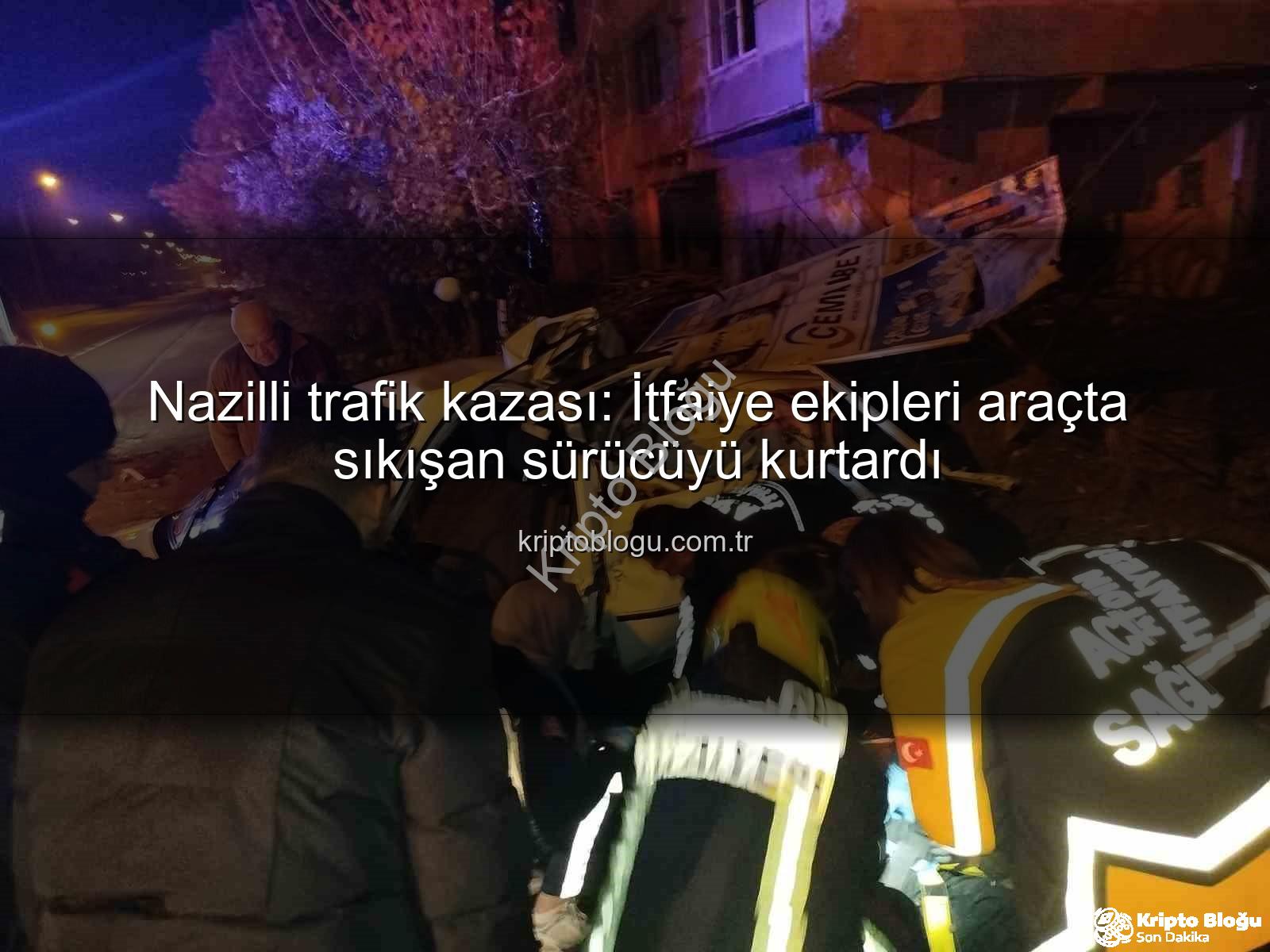 Nazilli trafik kazası - Nazilli trafik kazası: İtfaiye ekipleri araçta sıkışan sürücüyü kurtardı